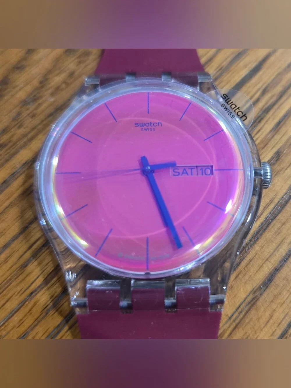 NWT In Box Swatch Polared SUOK717  with Pink Dial And New Guard NEW GENT